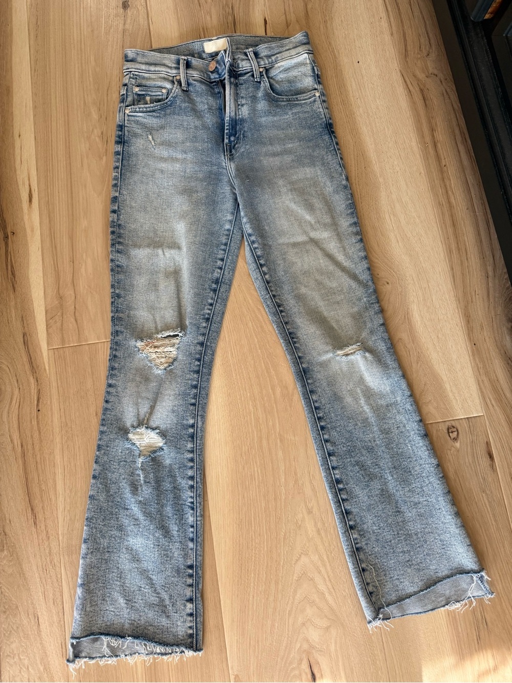 Mother Light Blue Distressed Women's Jeans - Classic Mid Rise